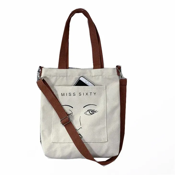 Crossbody-stoftaske i lærred til kvinder